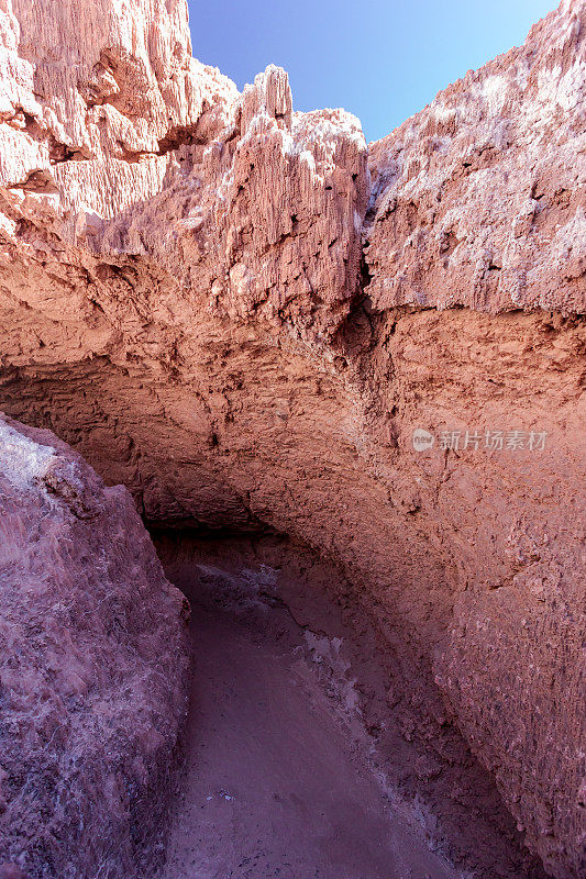 位于智利阿塔卡马沙漠的弗拉门戈斯国家保护区的Valle de la luna盐层的特写